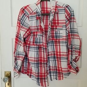 Red/blue/white checkered flannel